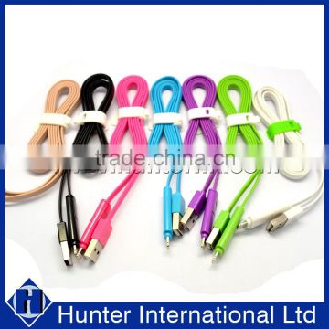 Hot Sale Charging USB Data Cable 2 in 1 Noodle Cable