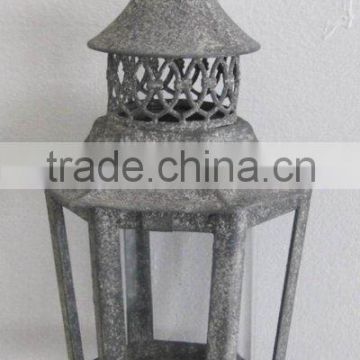 100528F- hexagonal metal candle lantern