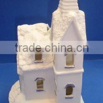 ceramic Christmas house candle holder