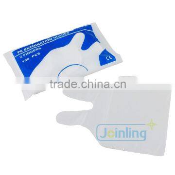 Two-finger HDPE PE Examination Gloves