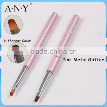 ANY Nail Art Beauty Design Pink Metal Oval UV Gel Art Brushes for Nail Art