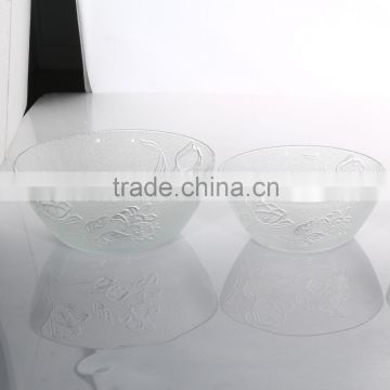 Wholesale Set 5 Clear Round Rose Carving Glass Bowl