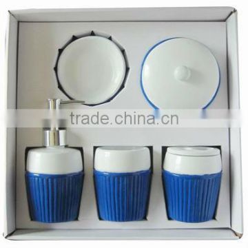 blue plastic bath accessory sets