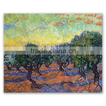 Museum Quality Van Gogh Reproduction Painting Olive Grove Orange Sky