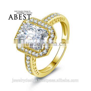 Big Emerald Shape 2.5 Carat Ring 10K Gold Yellow Ring Simulated Diamond Ring Jewelry New Wedding Engagement Ring For Women Gift