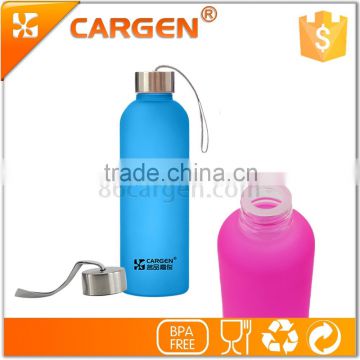 Durable pretty design frosted glass water bottle