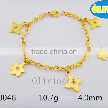 Olivia Jewelry Fashion Jewelry Bracelet Gold Plated Stainless Steel Flower Charms Bracelet