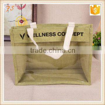 Fashion jute shopping bag with pvc window