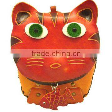 handmade genuine leather animal shaped coin purse