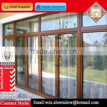 Golden oak large sliding glass door