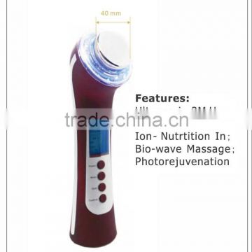 Ionic anti wrinkle ultrasonic led light facial massage beauty tool
