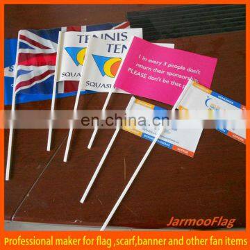 pvc hand held stick flag with plastic pole