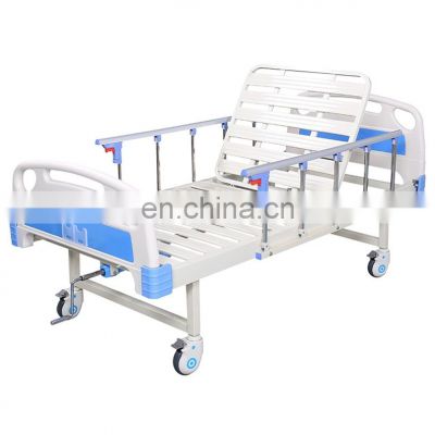 High Quality ABS Head Manual Single Crank Hospital Bed with Castors