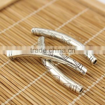 JS1231 Fashion Long Metal Carved Curved Tube Spacer Beads