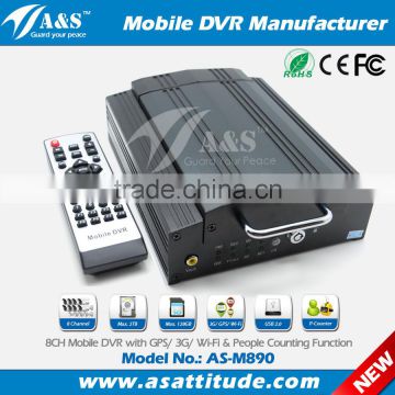 8CH Vehicle Mobile DVR with Overspeed Alarm, Brake Alarm, Turn Left/Right Alarm