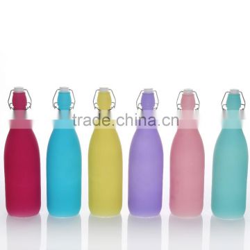 Wholesale Exclusive Colored Round Glass Drink Bottle With Clip Lid