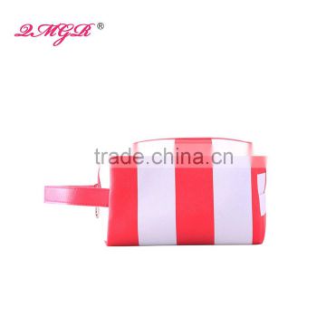 2016 cheap Personalized PU Stripe cosmetic bag