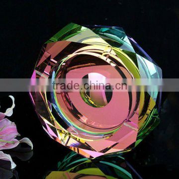 color printed crystal ashtray glass cigar smoking (R-0953