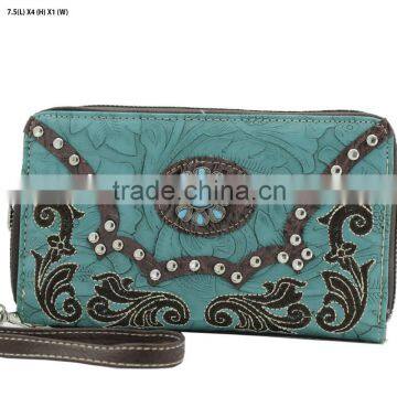 Rodeo Style Turquoise Rhinestone Studded Western Women Wallets