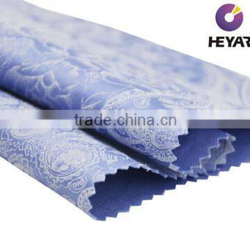 Blue Ground White Foil Print Cotton Sateen Spandex Fabric for Dress