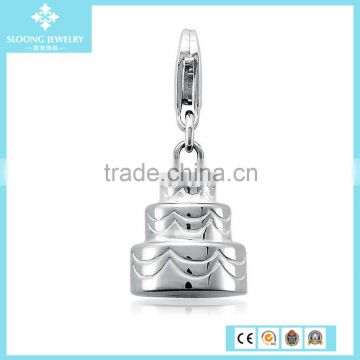 Wedding Cake Decoration Charm Pendant in Sterling Silver