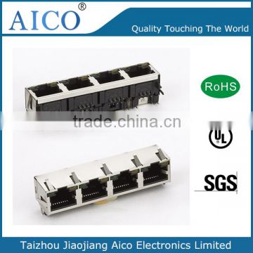 free sample pcb mounting 90 degree 1x4 8P8C rj45 lan connector for ir