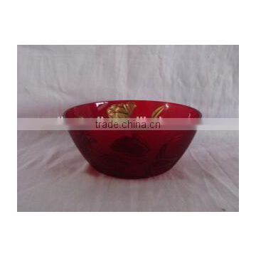 hand painted wide mouth glass bowl with small bottom