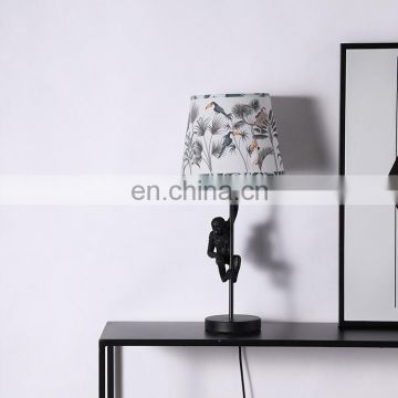cute monkey shape resin base customized modern hotel nightstand desk lamps for bedroom