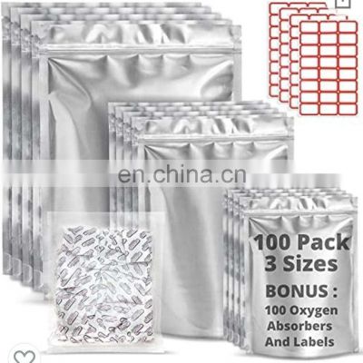 Premount 100 Mylar Bags for Food Storage With Oxygen Absorbers 300cc - 1 Gallon 4 Mil 10\
