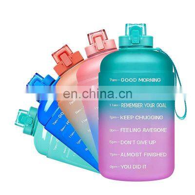 one Gallon large capacity drinking portable durable plastic gym sports time marker gallon water bottle jug for outdoor lovers