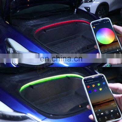 Model 3/Y/X/S Front Frunk Multi-Function RGB LED Light Strip With APP Control For Tesla Ambient Lighting Strip 2013-2022