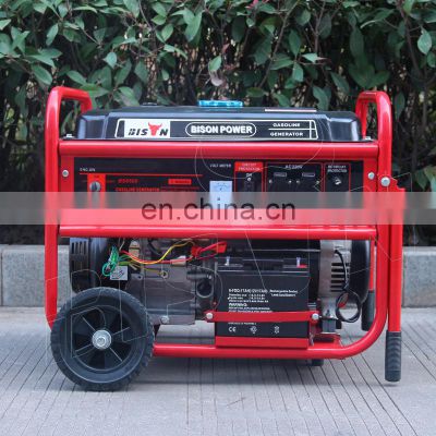 Bison China 220 Volt 5kw 5kva Single Phase Silent Portable Gas Operated Electric Power Gasoline Generators For Sale