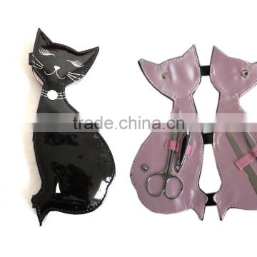 YangJiang Factory manufacture 5pcs funky cat-shape Kids Trim Manicure Set