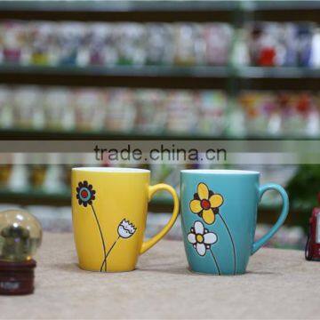 liling flower handpainting glaze promotional coffee mug