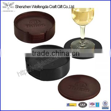 Excellent Promotional Round PU Leather Glass Mat