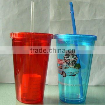 double wall plastic tumblers lids and straws(BPA free)