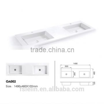 LELIN artificial stone countertop cabinet 2-bowls basin vanity LOA-002