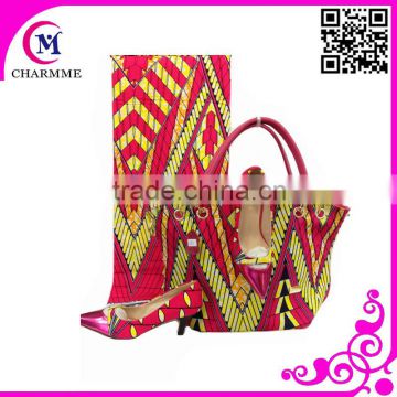 Bright Color design WBS-0034 ankara fabric wax matching shoes and bag for big party or big wedding Dress