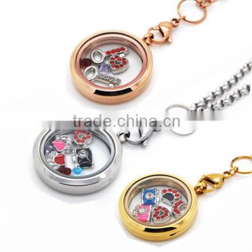 Famous design in US market stainless steel jewelry rotating unscrewed floating memory locket necklaces factory direct sale