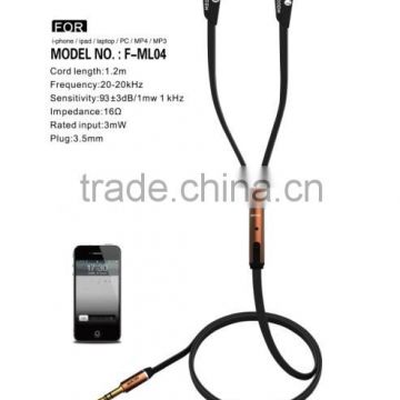 street studio metal earphone with bass vibration for MP3,MP4,mobile phone,laptop