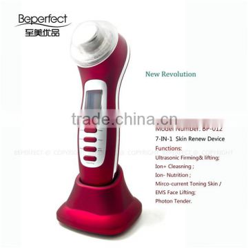 BP12 7 in 1 New beauty massager face machines for home use with ultrasonic galvanic Led light therapy syetem accept Brand OEM