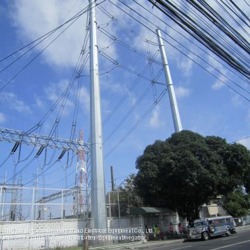 Megatro corner-run steel pole for overhead power transmission