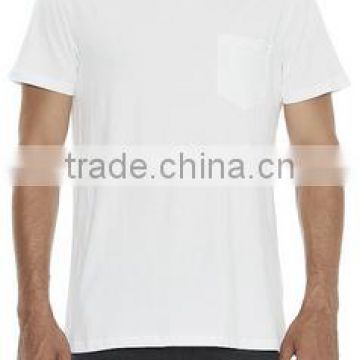 2017 Fashion High Quality Mens Round-Neck OEM Service Stomper Tee White 100% Cotton Front Chest Pocket