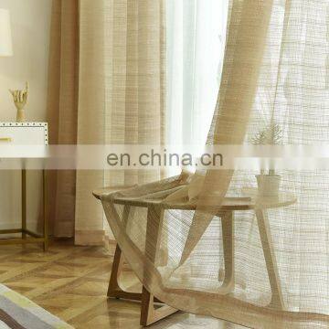 Online cheap hot sale sheer natural linen look curtain sheer fabric