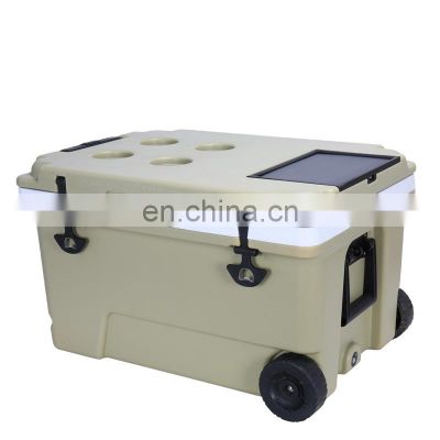 WHOLESALE  Portable 55QT hard Cooler Boxes Ice Chest PU FOAM WITH WHEELS