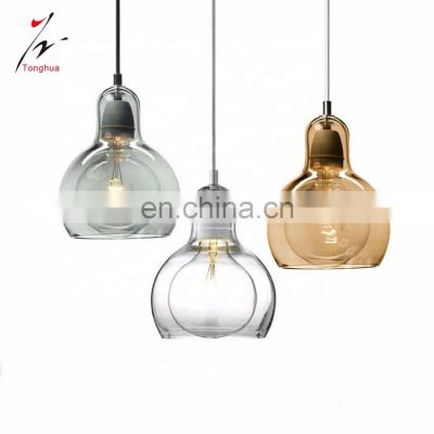 Tonghua Brief Vintage Pendant Lamp Transparent/Gray/Abmer Glass Shell Cucurbit-shaped Hanging Light Decorative Edison Lamp