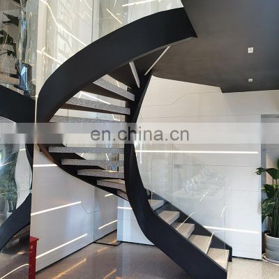 American standard indoor curved steel wood staircase China manufacturer