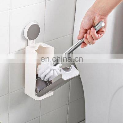 Fashion style bathroom toilet brush holder wall mounted toilet brush holder plastic adhesive no drill toilet brush holder black