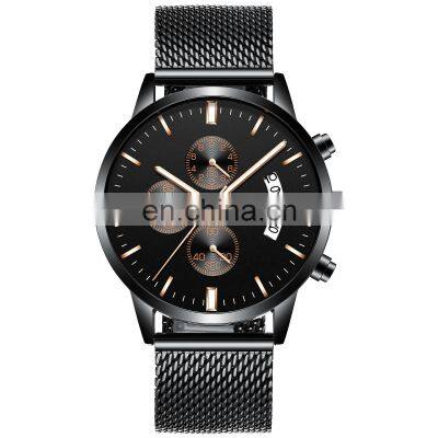 BIDEN 0105 Man Quartz Fashion Business Stainless Steel  Watches Date Chronograph Wristwatch