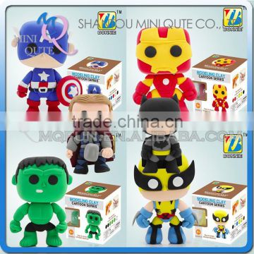 Mini Qute Bonnie 6 styles Marvel Avenger Super hero Captain America DIY cartoon kids Modeling clay plasticine educational toy